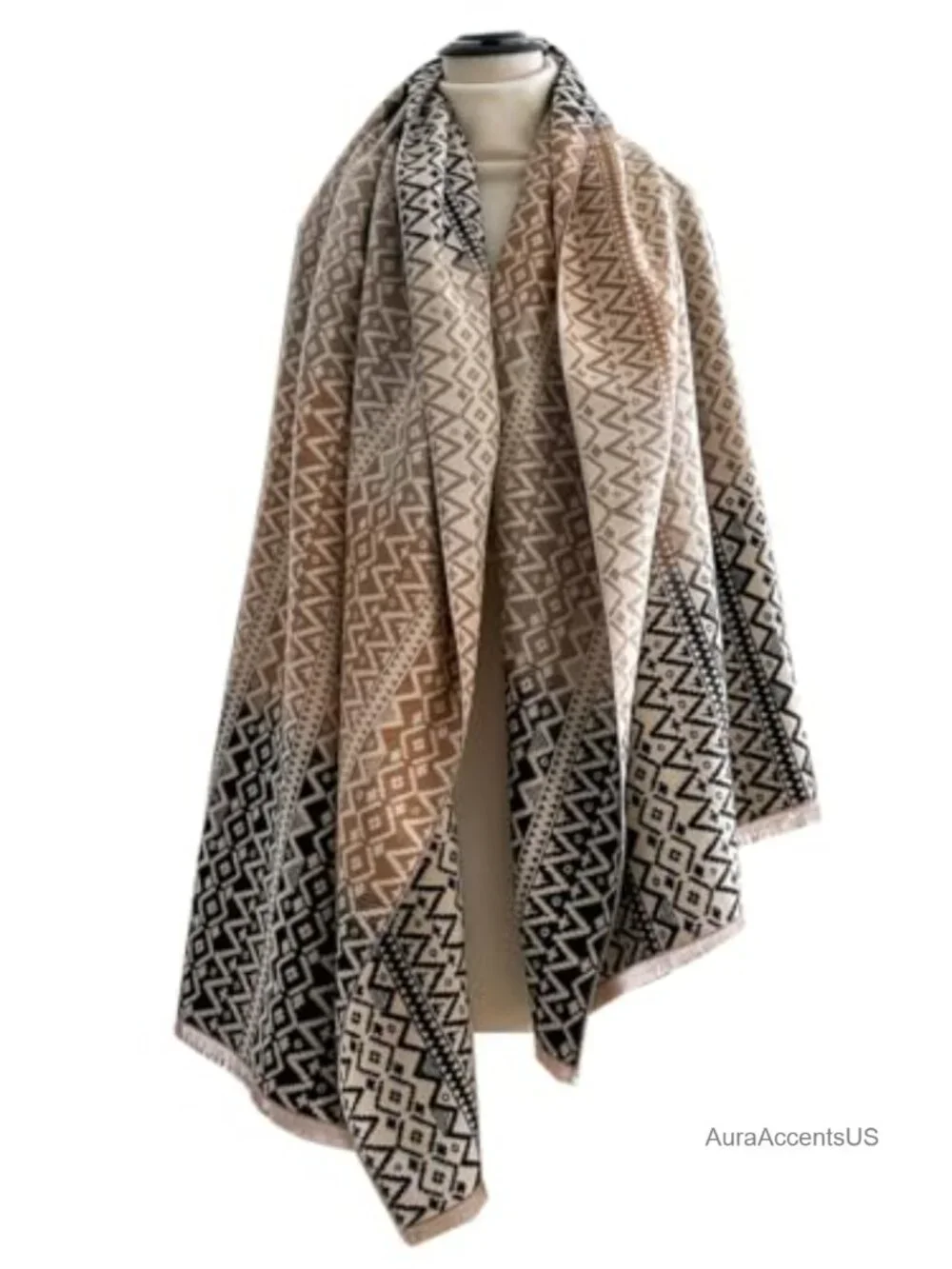 FairyCity Women's Soft Shawl Wrap Winter Blanket Long Scarf Geometric Pattern